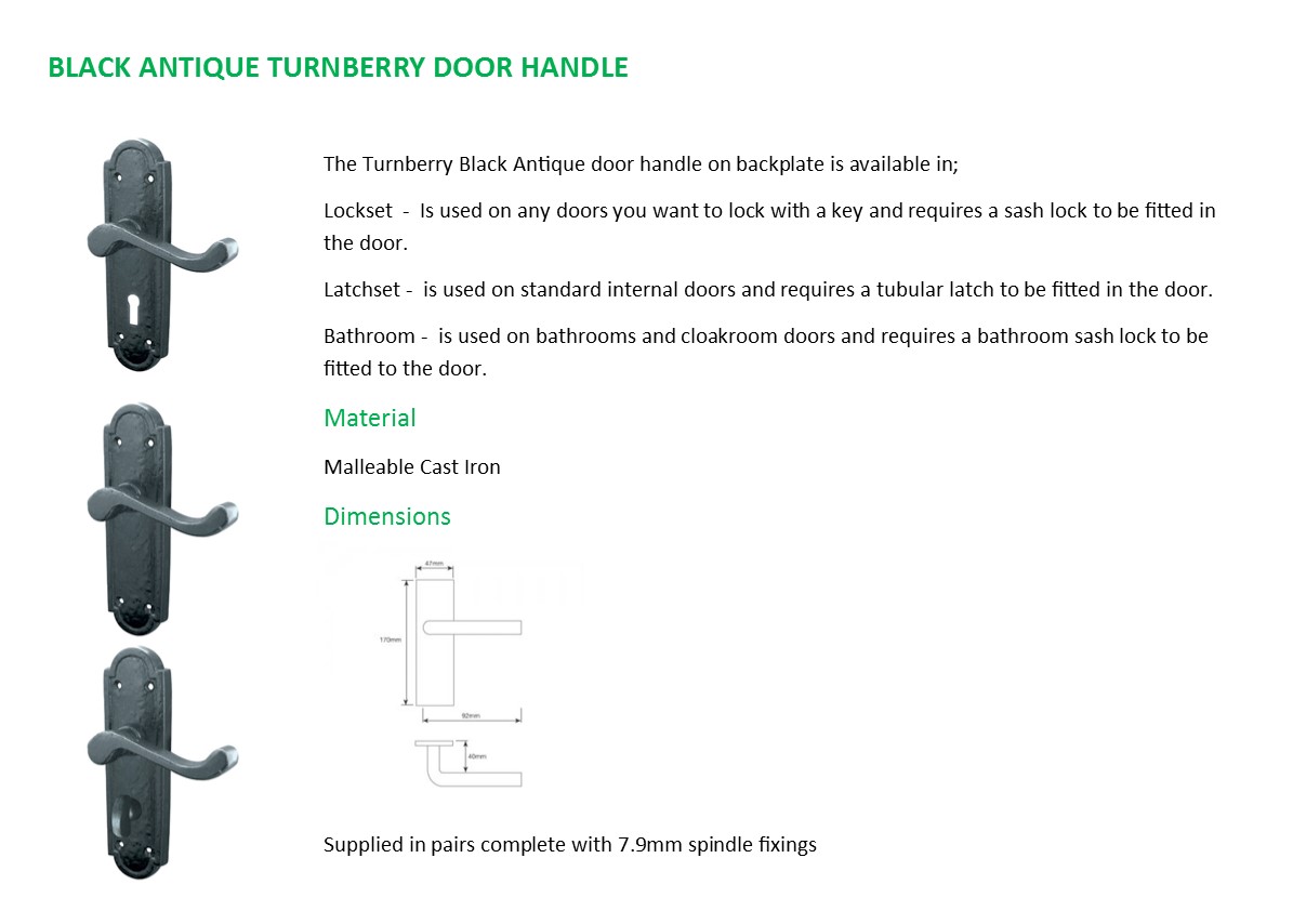 Turnberry black antique door handle